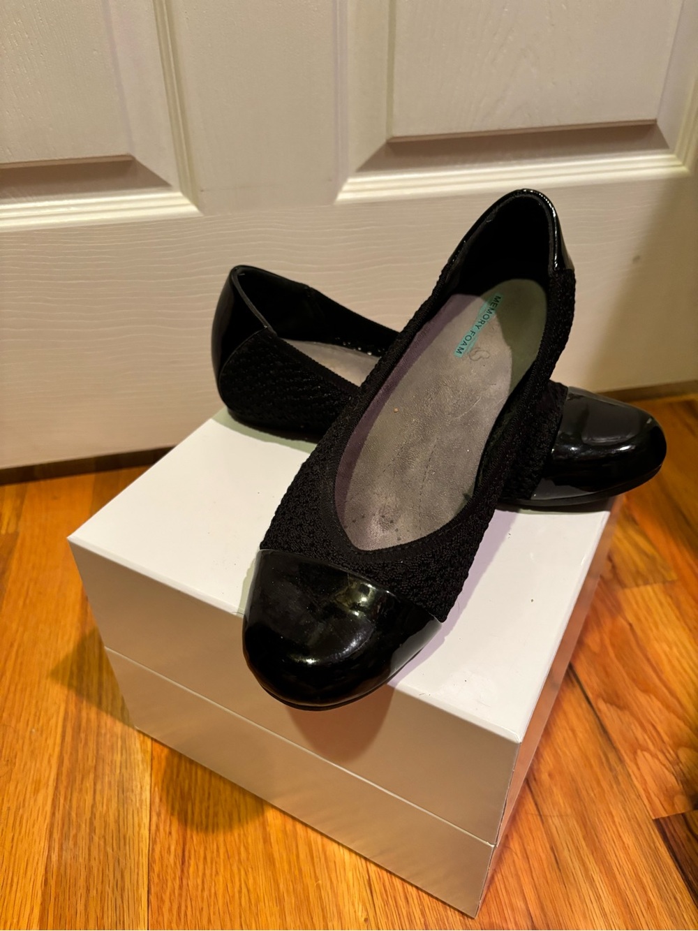 BareTraps Black Knit & Patent Ballet Flats